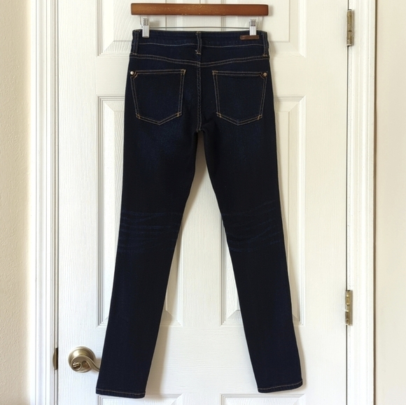 Pilcro Stet Twisted Seam Mid Rise Dark Wash Buttoned Ankle Crop Skinny Jeans 27 - Picture 4 of 16